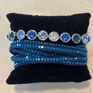 Touchstone Crystal navy wrap and rain ice bracelet.